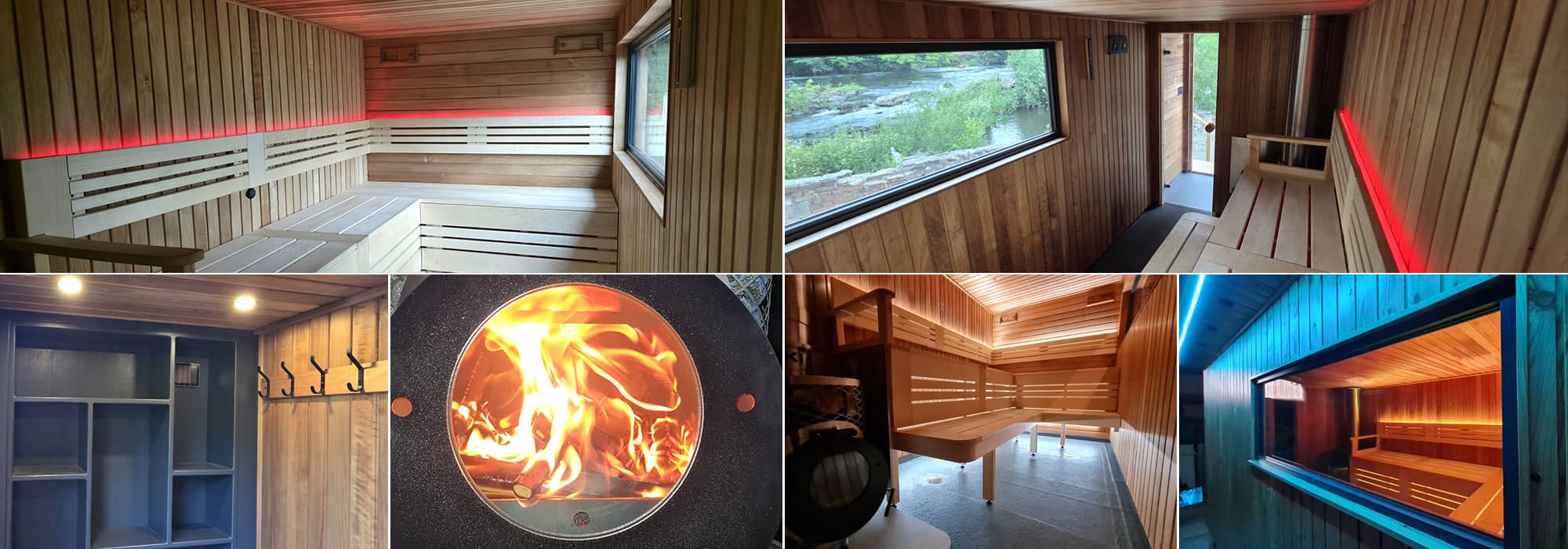 Interior and exterior of sauna in Llangollen
